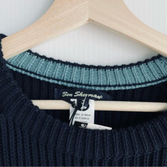 🆕 Ben Sherman Navyribbed sweater Crewneck NWT size Large cotton - Picture 3 of 11